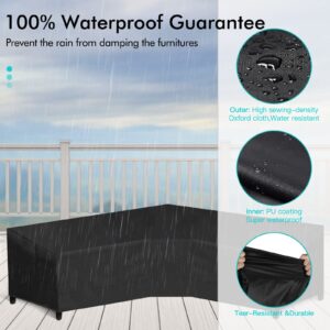 WLEAFJ Patio V-Shaped Sectional Sofa Cover Waterproof, Heavy Duty Outdoor Sectional Couch Cover, Lawn Patio Furniture Cover with Air Vent 89" L (on Each Side) x 33.5" D x 31" H, Black