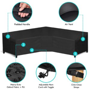 WLEAFJ Patio V-Shaped Sectional Sofa Cover Waterproof, Heavy Duty Outdoor Sectional Couch Cover, Lawn Patio Furniture Cover with Air Vent 89" L (on Each Side) x 33.5" D x 31" H, Black