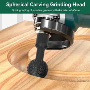 Agatige Ball Grinding Head, 5/8‑11in Wood Carving Burrs Carbon Steel Sphere Rotary Burr Ball Gouge Grinding Head Woodworking Attachment Tool for Wood Carving Grinding Polishing Engraving