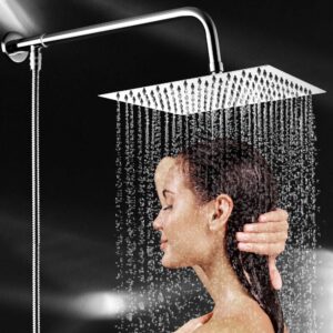 HEILAIYI Shower Head Refit, Refit Shower Set, Retrofit Shower Set, Modifyied Shower Set,Hand Shower Refit into Overhead Shower,10 Inch Rain Shower Head Connect to Faucet with Hose & Shunt Valve