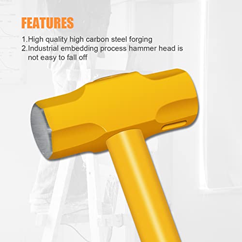 ZUZUAN Sure Strike Drilling/Crack Hammer - 3-Pound Sledge with Hollow Shock Absorbing & No-Slip Cushion Grip