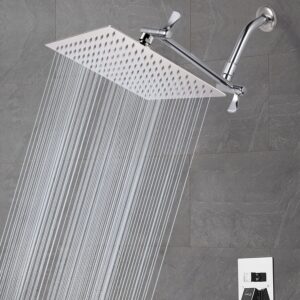 12'' Rain Shower Head with 11'' Adjustable Extension Arm - Eolax Large Rainfall Showerhead Solve Low Water Pressure and Flow - Bathroom Square Shower Heads Made of 304 Stainless Steel - Chrome