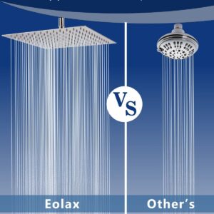 12'' Rain Shower Head with 11'' Adjustable Extension Arm - Eolax Large Rainfall Showerhead Solve Low Water Pressure and Flow - Bathroom Square Shower Heads Made of 304 Stainless Steel - Chrome