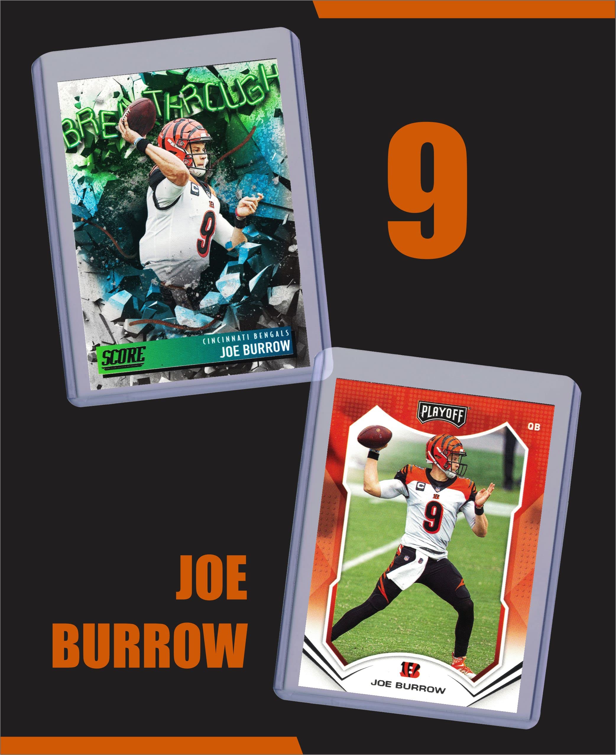 Joe Burrow Football Cards (5) Assorted Bundle - Cincinnati Bengals Trading Card Gift Set