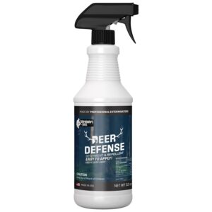 exterminators choice - deer defense spray - 32 ounce - natural, non-toxic deer repellent - quick and easy pest control - safe around kids and pets - deters but doesn’t harm - kid safe spray