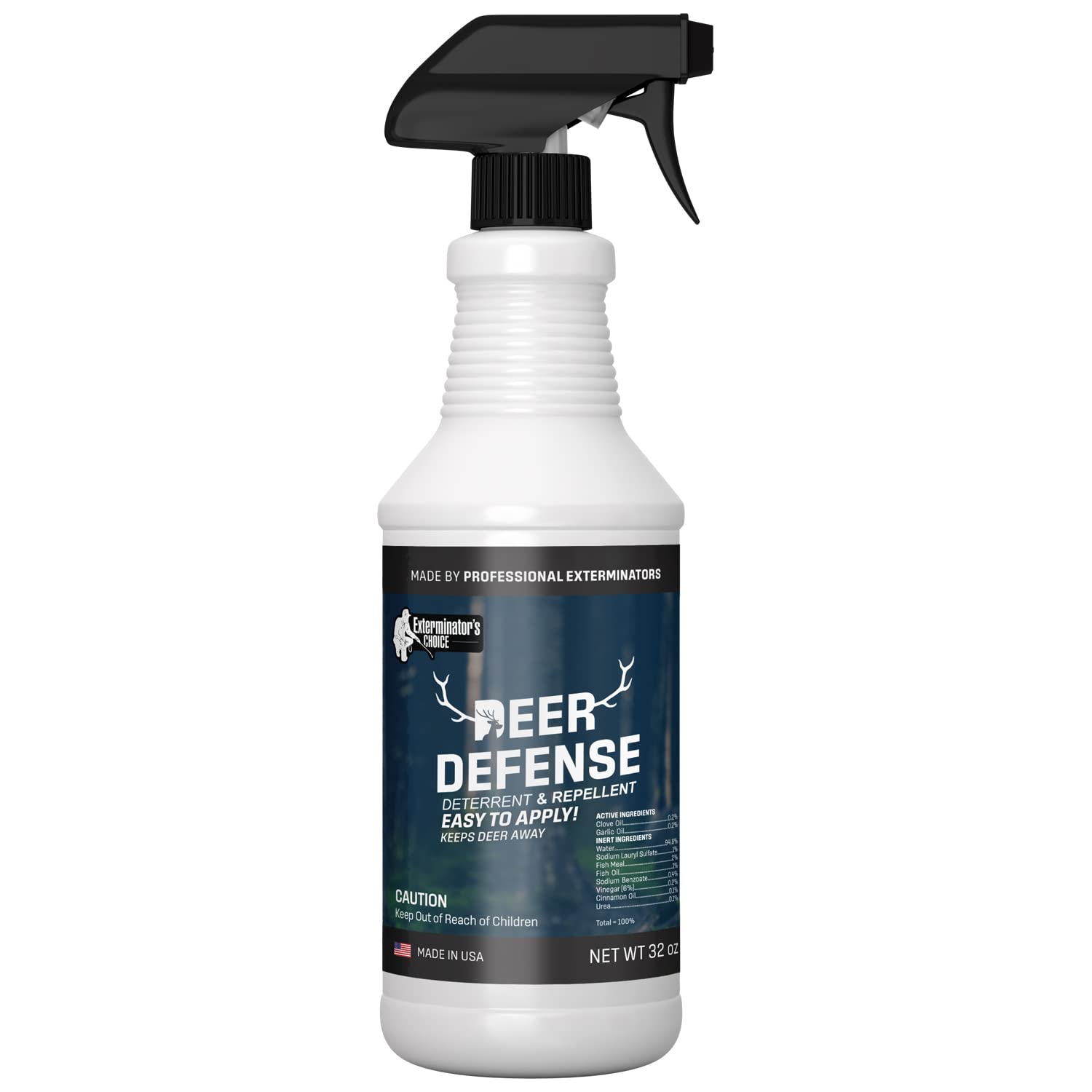 Exterminators Choice - Deer Defense Spray - 32 Ounce - Natural, Non-Toxic Deer Repellent - Quick and Easy Pest Control - Safe Around Kids and Pets - Deters But Doesn’t Harm - Kid Safe Spray