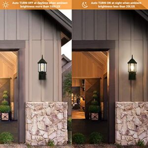 Dusk to Dawn Sensor Outdoor Wall Lantern with Built-in GFCI Outlet, Black Porch Lights Outdoor Wall, Anti-Rust Exterior Light Fixture, Waterproof Outside Wall Sconce Lighting for Garage Front Door