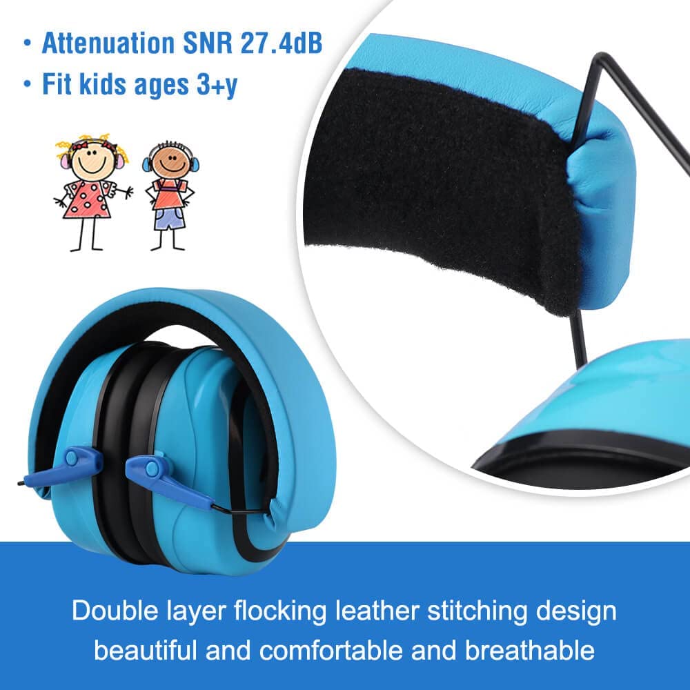 GREEN DEVIL Toddler Ear Protection Safety Ear Muffs Design For Age 3-16 Noise Cancelling SNR 27.4dB Kids Hearing Protection Earmuffs Sensory Headphones for Autism Kids (Blue)