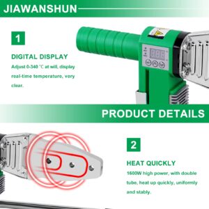 JIAWANSHUN Plastic Water Pipe Welder 110V Plastic pipe welding tool PP/PP-R/PE/PP-C Pipe Welding Machine with 0.79/0.98/1.30in Die Head (M32)