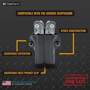 Clip & Carry Kydex Multitool Sheath for Gerber SUSPENSION - Made in USA (Multi-tool not included) Multi Tool Sheath Holder Holster (Diamond Plate)