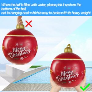 IOKUKI Light Up PVC Inflatable Christmas Ball, 24 Inch Large Outdoor Christmas PVC Inflatable Decorated Ball with Rechargeable LED Light & Remote for Outdoor Yard & Pool Decorations 1 PCS