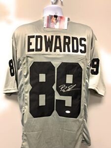 bryan edwards las vegas raiders signed autograph custom jersey grey w/black # jsa witnessed certified