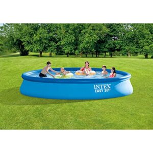 Intex 28157EH Easy Set 15 Foot by 33 Inch Round Inflatable Outdoor Backyard Above Ground Swimming Pool Set with 530 GPH Filter Pump, Blue