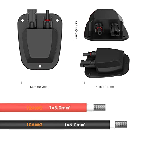 SolarEnz Solar Weatherproof Double Cable Entry Gland Entry Housing, Through RV roof Solar Junction Box ABS Entry housing 10AWG Solar Extension Cable Solar Connector on RV Campervan, Boat, Van