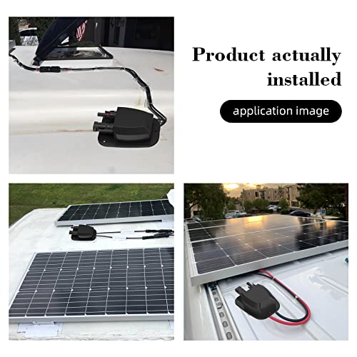 SolarEnz Solar Weatherproof Double Cable Entry Gland Entry Housing, Through RV roof Solar Junction Box ABS Entry housing 10AWG Solar Extension Cable Solar Connector on RV Campervan, Boat, Van