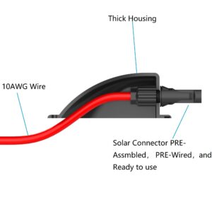 Solar Weatherproof Entry Gland Entry Housing, Through RV roof Solar Junction Box ABS Entry housing with 10Ft 10AWG Solar Extension Cable Solar Connector Solar Project on RV, Camper, Boat, Van