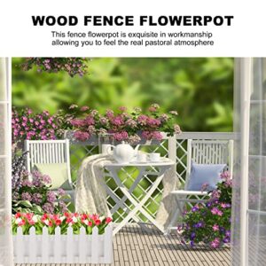 Happyyami Wooden Plant Pot Picket Fence: Flower Pot Window Box Garden Flower Bed for Wedding Home Decorations 40x11cm