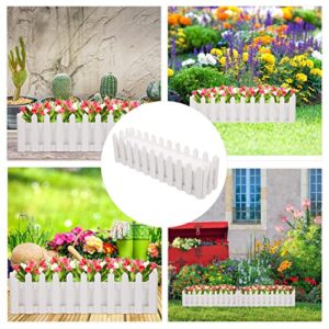 Happyyami Wooden Plant Pot Picket Fence: Flower Pot Window Box Garden Flower Bed for Wedding Home Decorations 40x11cm