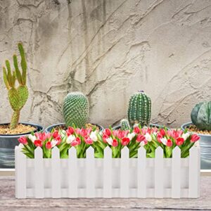 Happyyami Wooden Plant Pot Picket Fence: Flower Pot Window Box Garden Flower Bed for Wedding Home Decorations 40x11cm