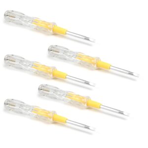 Heyiarbeit 2pcs Voltage Tester AC/DC 100-500V Tester Screwdriver with 3.5mm Slotted Phillips Screwdriver Circuit Tester Pen Electric Contact Voltage Tester for Circuit Test, Clear and Yellow