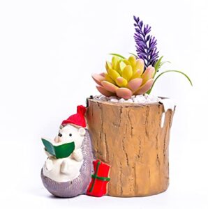 creative potted plants with drainer garden pots resin succulent potted bonsai cartoon home desk mini ornaments light-yellow