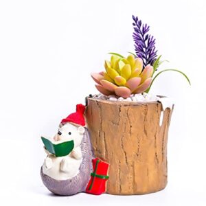 Creative potted plants with drainer garden pots resin succulent potted bonsai cartoon home desk mini ornaments Light-Yellow