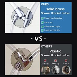 G-Promise All Metal Shower Head Holder with Hose | Solid Brass Adjustable Shower Arm Mount | 71 Inch Flexible Stainless Steel Hose | Wall Mount Handheld Shower Head Replacement (Chrome)