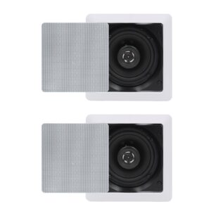 herdio bluetooth ceiling speakers 5.25 inch 25 watts in wall speakers flush mount perfect for indoor/outdoor placement, bedroom, kitchen, covered porches(a pair, paintable-grille)