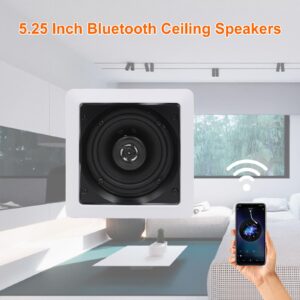 Herdio Bluetooth Ceiling Speakers 5.25 Inch 25 Watts in Wall Speakers Flush Mount Perfect for Indoor/Outdoor Placement, Bedroom, Kitchen, Covered Porches(A Pair, Paintable-Grille)