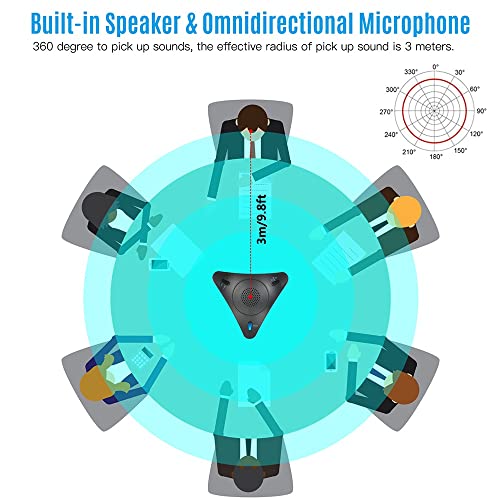 Portable Conference Microphone 360° Voice Pickup, Instant Conferencing Anywhere, Sound-Enhanced, Intelligent Noise Reduction, Compatible with Leading Platforms