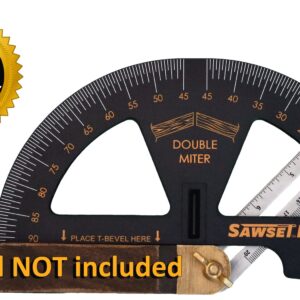 Sawset Miter Saw Protractor SAWSET PRO. Patented No Math Scales. Large Scales are The Key to Accuracy. In Size Matters! In ABS Plastic.