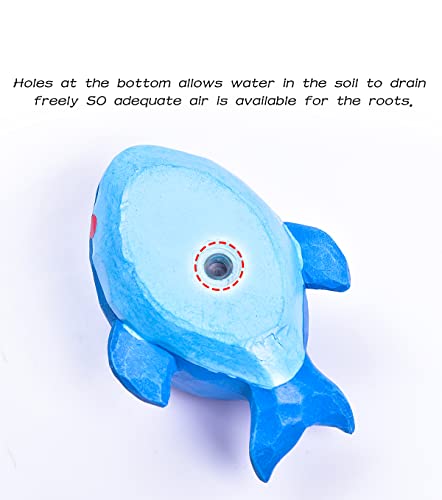 Cute Whale Flower Pot with Drainer Garden Flower Pot Resin Succulent Potted Bonsai Plant Stand Home Desk Mini Ornaments Balcony Landscape Ideas Blue Whale