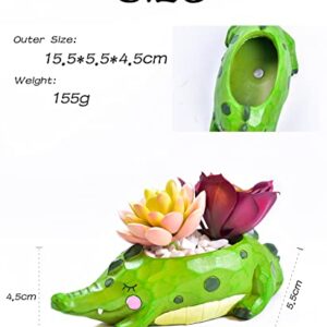 Cute Cartoon Crocodile Flower Pot with Drainer Garden Flower Pot Resin Succulent Potted Bonsai Plant Stand Home Desk Mini Ornaments Christmas Birthday Gifts