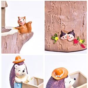 Cute Hedgehog Flowerpot with Drainer Garden Flowerpot Resin Succulent Potted Bonsai Plant Stand Home Desk Mini Ornaments Balcony Gardening Flowerpot Does Not Contain Plants