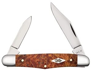 case half whittler folding knife autumn maple burl wood handle ss blades