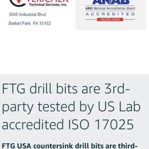 FTG USA Wood Countersink Drill Bit Set 6 Sizes Set with 6 Storage Containers for Countersink HSS M2 Tapered Drill Bits, Quick Change Hex Shank Countersink bit, 2 Stop Collar, 1 Allen Wrench