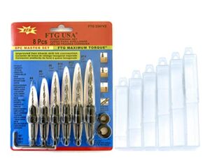 ftg usa wood countersink drill bit set 6 sizes set countersink hss m2 tapered drill bits, quick change hex shank countersink bit, with 6 storage containers, 2 stop collars, 1 allen wrench