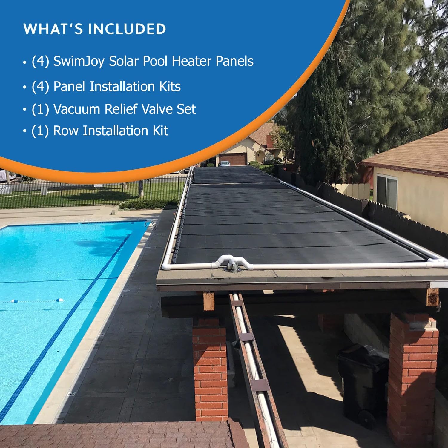 SolarPoolSupply Industrial Grade Solar Pool Heater DIY Kit - Superior High-Wind Strapless Mounting System & Maximum Freeze Resistance (4-4'x9.5' / 152 Square Feet)