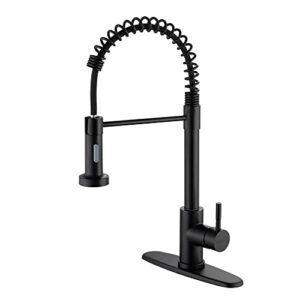 ketiped multifunction matte black spring arched single handle kitchen sink faucet sus 304 stainless steel kitchen faucet with pull down sprayer and fixed rod,slt-002mb