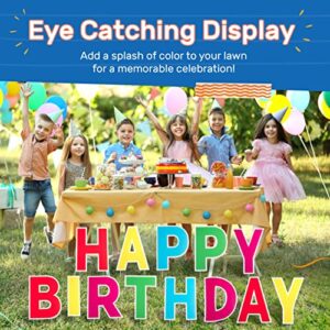 HOSMER Happy Birthday Yard Signs with Stakes -15'' Large Happy Birthday Yard Sign Letters - Waterproof Happy Birthday Yard Letters with Stakes - Happy Birthday Signs for Yard - Alphabets Yard Letters