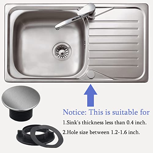 Kitchen Sink Hole Cover Black, Brushed Nickel Sink Caps for Top Holes Blanking Plug Stopper Basin Cover, Metal Stainless Steel Faucet/Countertop/Dispenser Hole Cover/Plug (3 Pack, 1.2 to 1.6 Inch)