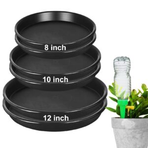 nabaoxun 6pack 8,10,12inch plastic drip trays plant saucers for indoors outdoor plant, thick heavy durable sturdy flower pot trays for pots planter, black…