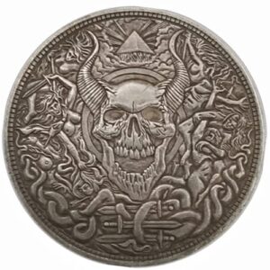 devil satan the hell collection souvenir coin, us copy antique morgan hobo coin commemorative badge toy,protective case included