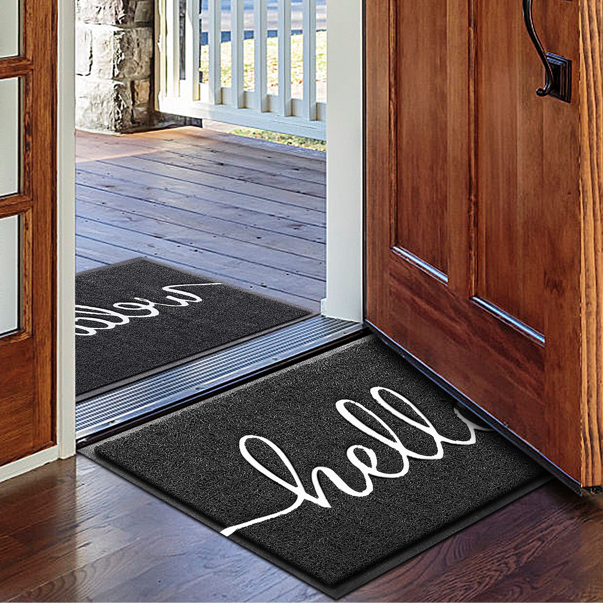 comfoyar Door Mat Outside Entrance, Set of 2, Welcome Mats Outdoor with 8 Rug Grippers, Ultra Absorb Mud, Easy to Clean, Low Profile Design Front Door Rug, Perfect for High Traffic Areas, 30"x17"