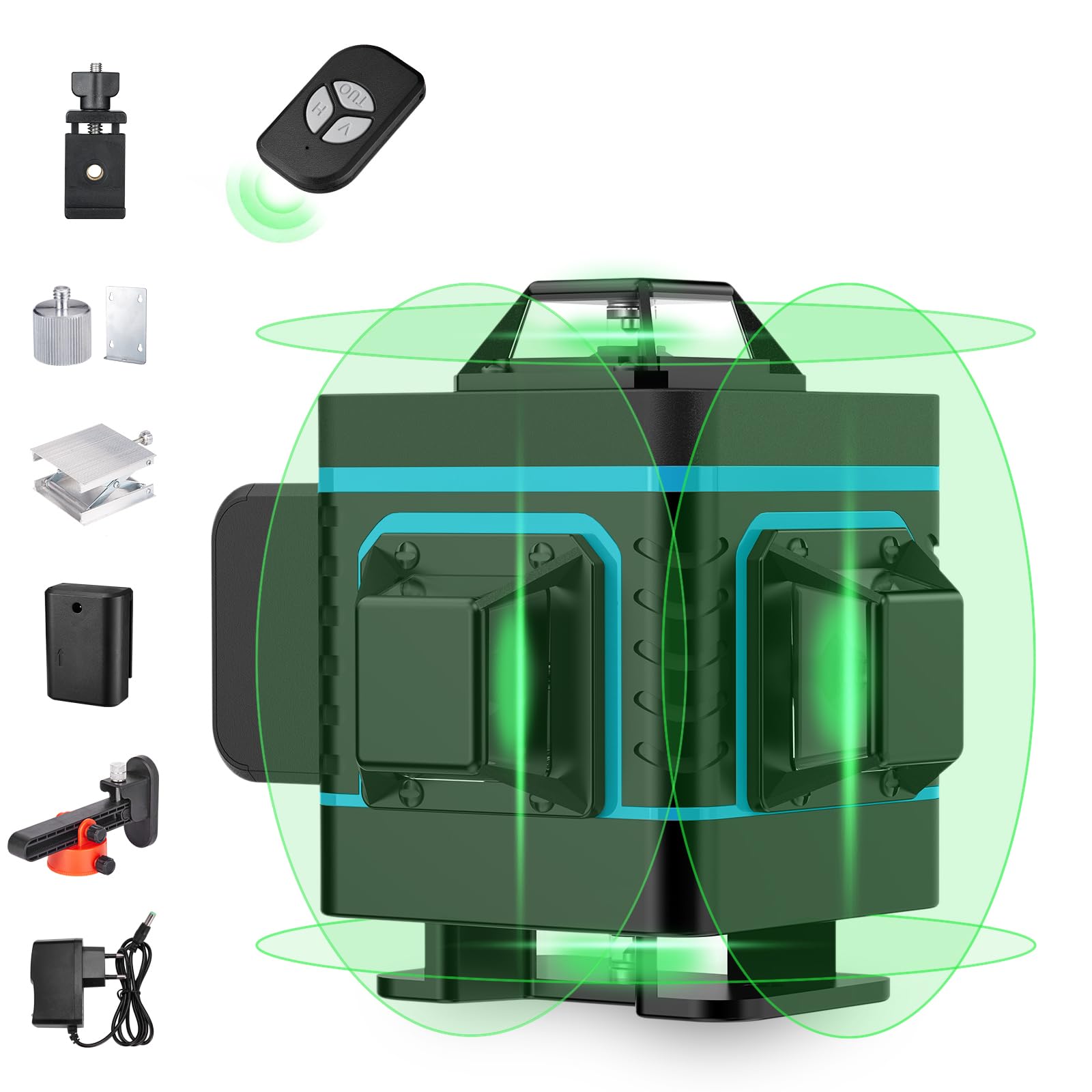 Laser Level, 16 Lines Green Laser Level Self Leveling Tool, 4x360 Horizontal & Vertical Cross line Rechargeable line Laser Green Beam Magnetic Lifting Base for Indoor Outdoor Layout Work (Blue)