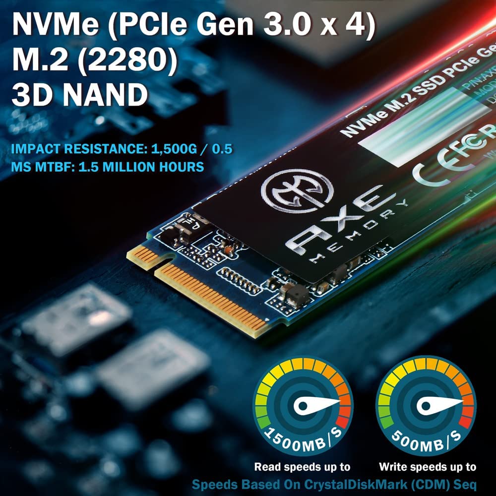 AXE MEMORY 128GB NVMe M.2 2280 PCIe Gen 3x4 Internal SSD Solid State Drive (SSD)