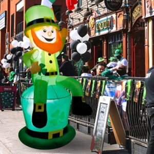 yofit 5 FT St. Patrick's Day Inflatable Leprechaun, Blow up Leprechaun Shamrock Outdoor Decoration with LED Lights, Perfect for Yard Garden Lawn Front Door Holiday Decor