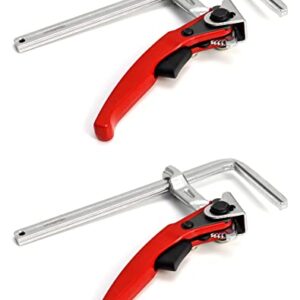 QWORK Ratcheting Table Clamp, 2 Pack Quick Release Bar Clamp with 6-5/16" Capacity and 2-5/16" Throat Depth for Sanding, Cutting