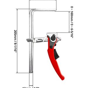 QWORK Ratcheting Table Clamp, 2 Pack Quick Release Bar Clamp with 6-5/16" Capacity and 2-5/16" Throat Depth for Sanding, Cutting