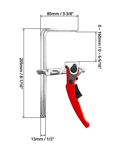 QWORK Ratcheting Table Clamp, 2 Pack Quick Release Bar Clamp with 6-5/16" Capacity and 2-5/16" Throat Depth for Sanding, Cutting